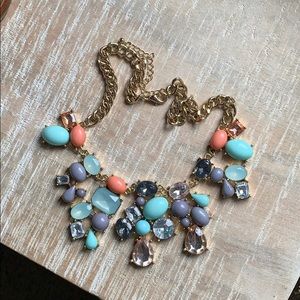 Mint and coral bejeweled J. Crew necklace